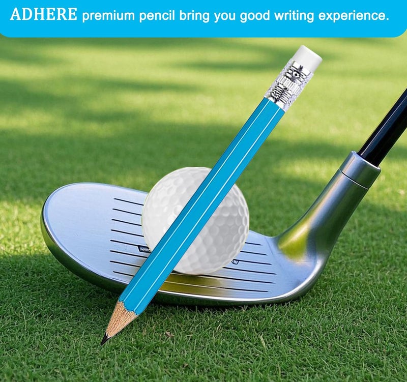 Adhere 25pcs Golf Pencils with eraser Hexagon Wooden Pencils Graphite 2B for Golf Event Scoring,Classroom,Wedding,Company Meetings,Pew, Pocket (z-Light blue・Hexagon・50pcs) - Image 5
